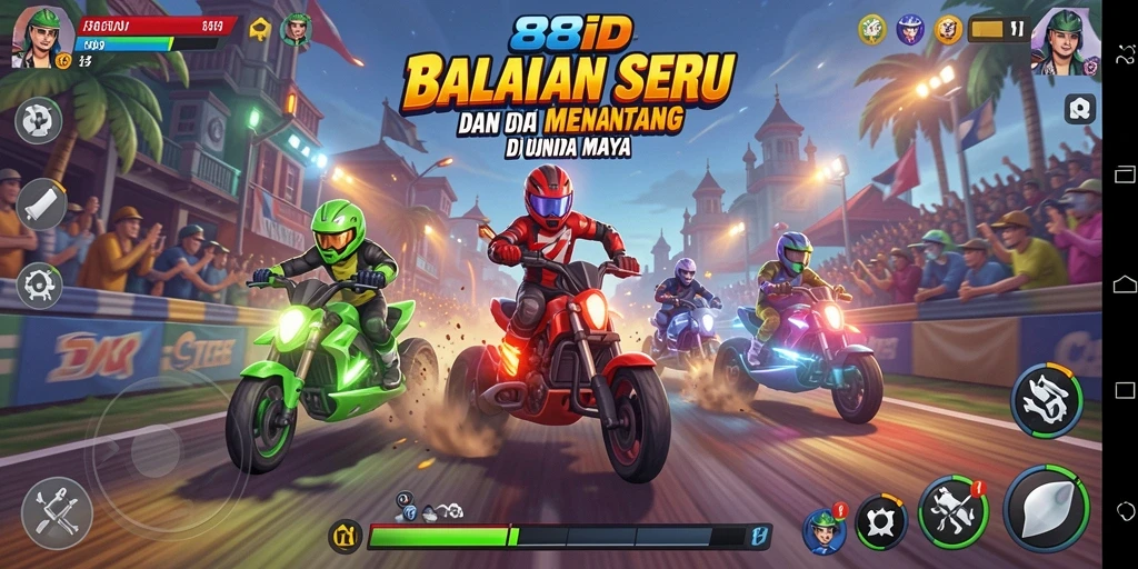 Screenshot gameplay menunjukkan intensitas balapan di 88ID.