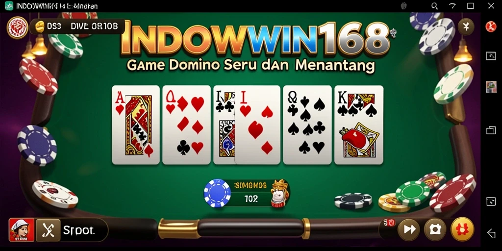 Tangkapan layar INDOWIN168 menampilkan gameplay domino yang seru dan interaktif.