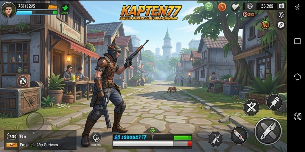 Screenshot utama KAPTEN77 yang menunjukkan gameplay simulasi yang seru.